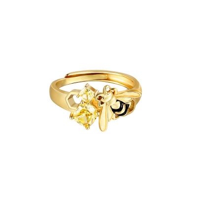 Beautiful CZ Honey Bee 925 Sterling Silver Adjustable Ring