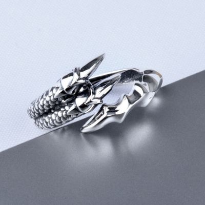 Vintage Men Dragon Claw 925 Sterling Silver Adjustable Pinky Ring