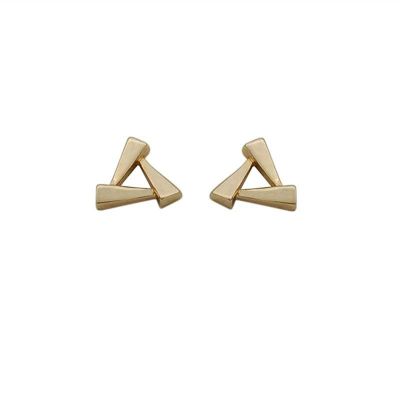 Geometry Mini Hollow Triangle Square 925 Sterling Silver Stud Earrings