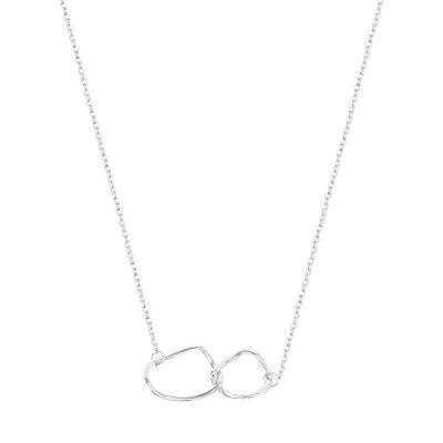 Geometry Irregular Double Circles 925 Sterling Silver Necklace