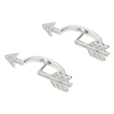 Fashion CZ Bow Arrow 925 Sterling Silver Stud Earrings