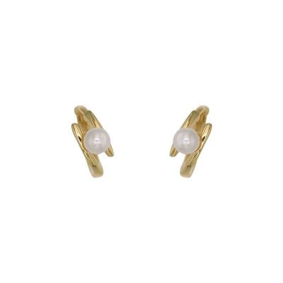 Fashion Shell Pearl 925 Sterling Silver Hoop Earrings