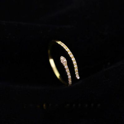 Party CZ Snake Animal 925 Sterling Silver Adjustable Ring