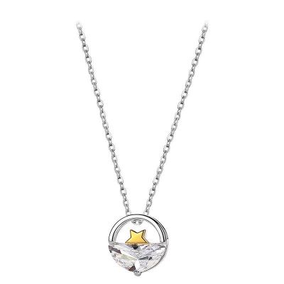 Gift Gold Star River Sea 925 Sterling Silver Necklace