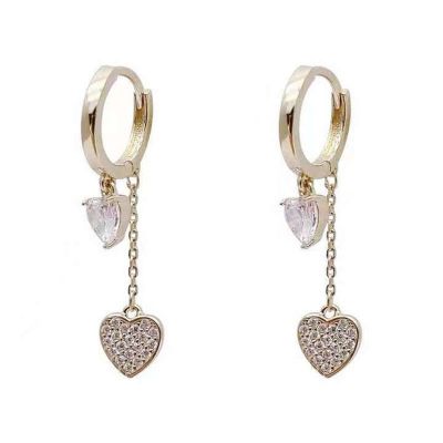 Gift CZ Heart Girl 925 Sterling Silver Dangling Earrings