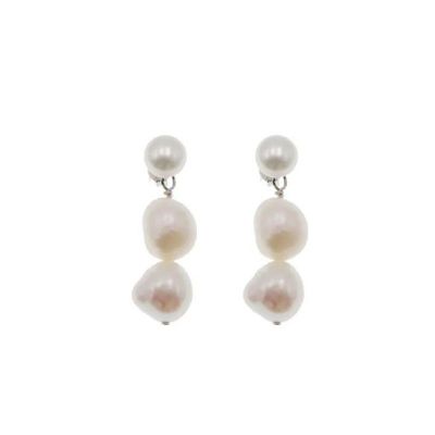 Irregular Natural Pearls 925 Sterling Silver Dangling Earrings