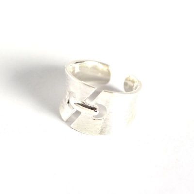 Fashion Hollow Drawing Wide 925 Sterling Silver Adjustable Ring