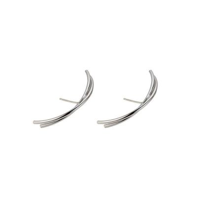 Minimalism Semicircle Cross 925 Sterling Silver Stud Earrings