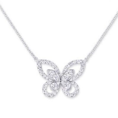 Elegant 5A CZ Butterfly 925 Sterling Silver Necklace
