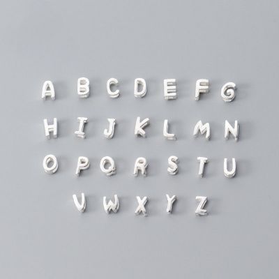 Simple Hollow 26 English Letters 925 Sterling Silver DIY Bead Caps