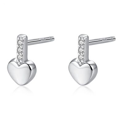 Casual Heart CZ 925 Sterling Silver Dangling Earrings