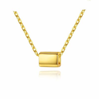Geometry Golden Cuboid 925 Sterling Silver Necklace
