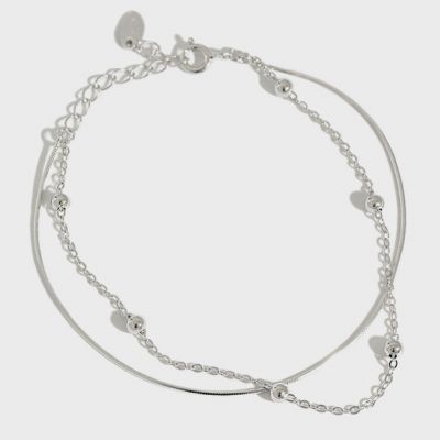 Girl Double Layer Beads Fashion 925 Sterling Silver Bracelet