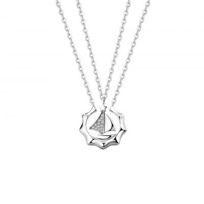Wedding CZ Sailboats and Seaports 925 Sterling Silver Promise Necklace