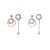 Asymmetric CZ Circles Rings 925 Sterling Silver Dangling Earrings