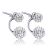 Trendy Elegant Spherical Double White 925 Sterling Silver Round Studs Earrings