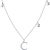 Party Choker CZ Crescent Moon Stars 925 Sterling Silver Necklace