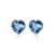 Ocean Heart Blue CZ Heart 925 Sterling Silver Stud Earrings