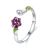 Gorgeous Purple Flower Leaf 925 anillo ajustable de plata esterlina
