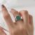 Регулируемое кольцо Geometry Square Green Natural Turquoise из стерлингового серебра 925 пробы