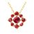 Red Pink CZ Flower Bloom 925 Sterling Silver Necklace
