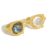 Elegant Round Natural Anemousite/Crystal CZ 925 Sterling Silver Adjustable Ring