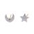 Modern CZ Crescent Moon Star 925 Sterling Silver Studs Earrings