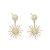 Holiday CZ Sunflower Shell Pearl 925 Sterling Silver Dangling Earrings