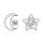 Star Moon Crescent Cubic Zirconia 925 Silver Earrings