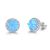 Simple Round Blue Created Opal Sterling Silver Earrings