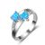 Two Hearts Blue Created Opal 925 Sterling Silver CZ Ring