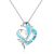 Cute Party Blue Dolphin From Heart Created Opal 925 Silver Necklace