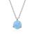 Simple Blue Round Created Opal 925 Sterling Silver Necklace