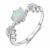 Round Created Opal Leaves Branch 925 Sterling Silver Ring