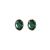 Vintage Cake Side Emerald Green Oval CZ 925 Sterling Silver Stud Earrings