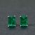 Green Created Emerald Geometric Rectangle 925 Sterling Silver Stud Earrings