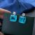 Geometry Radiant Blue Created Tourmaline CZ 925 Sterling Stud Earrings
