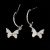 Women CZ Bowknot 925 Sterling Silver Dangling Earrings