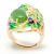 Esmalte verde jaspe flor hoja plata esterlina 925 anillo de oro ajustable