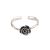 Flor rosa vintage 925 anillo ajustable de plata esterlina
