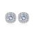 Simple Square Round CZ 925 Sterling Silver Studs Earrings