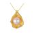 Round Natural Pearl In CZ Shell 925 Silver Necklace