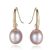 Simple Oval Natural Pearl 925 Silver Dangling Earrings