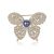 CZ Butterfly Round Natural Pearl 925 Silver Brooch