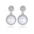 Bola redonda perla natural CZ 925 pendientes colgantes de plata