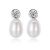 Round CZ Waterdrop Natural Pearl 925 Silver Studs Earrings
