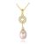 Elegant CZ Ring Natural Pearl 925 Sterling Silver Necklace