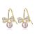 Sweet CZ Bowknot Natural Pearl 925 Sterling Silver Dangling Earrings
