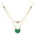 Elegant Double Layer Created Malachite CZ 925 Sterling Silver Necklace