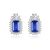 Boucles d'oreilles élégantes en argent sterling 925 avec baguette CZ Geometry bleu
